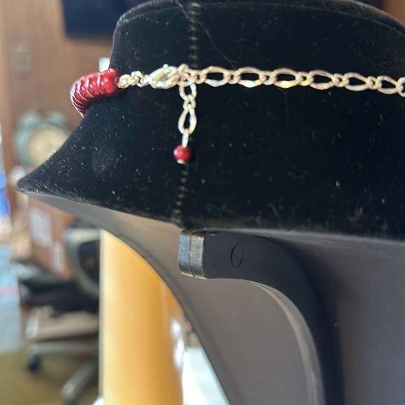 Necklace absolutely beautiful. Red beads with AB balls. 9 1/2 inches long. - Picture 2 of 3